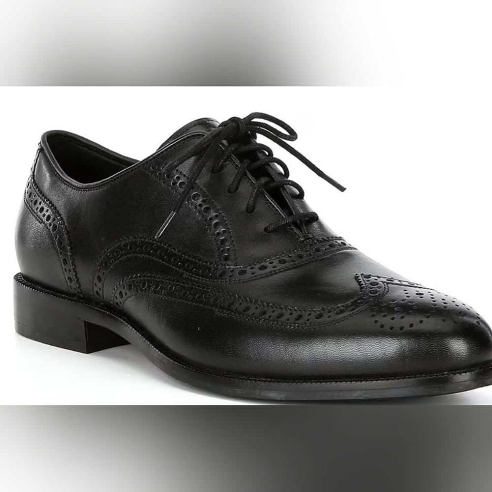 COLE HAAN / SIZE 11 1/2 M.  / BLACK MEN'S BROADWAY WINGTIP OXFORDS